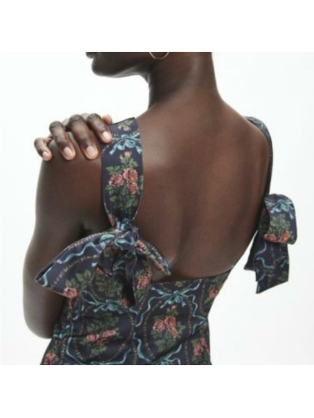 Urban Outfitters Floral Satin Mini Dress with Double Bow Back- szX-Large -NWT - Picture 2 of 14